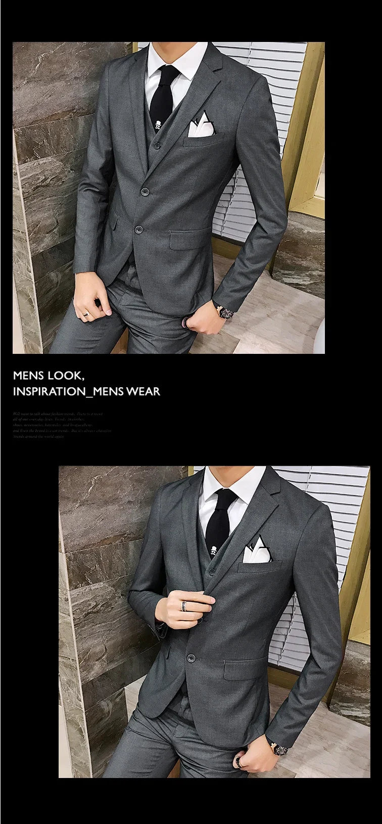 Suit (Blazer+vest+pants) Men's Fashion Business Korean Version of Solid Color Slim-fit Wedding Professional Gentleman Dress 6XL