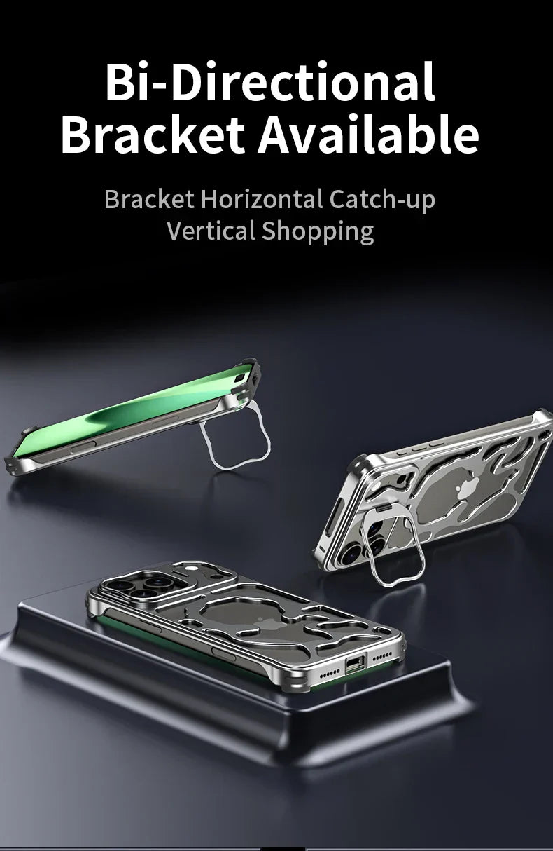 Metal Hollow Magnetic Phone Case,For IPhone 17 Pro Max iPhone Air Protective Case, Breathable And Heat Dissipating Metal Bracket