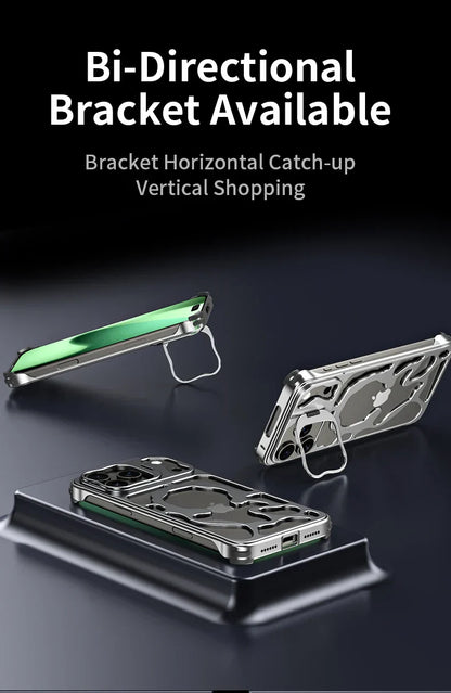 Metal Hollow Magnetic Phone Case,For IPhone 17 Pro Max iPhone Air Protective Case, Breathable And Heat Dissipating Metal Bracket