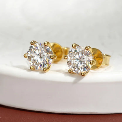 Moissanite Stud Earrings D Color 0.5-2 Carat 925 Sterling Silver Gold Plated Moissanite Earrings For Women Wedding Party