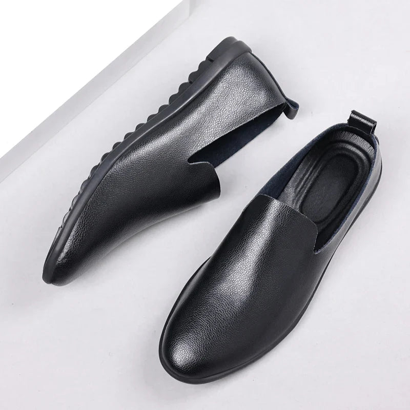 Summer Classic Fashion Mens Outdoor Leather High Quality Casual Shoes Slip on Soft Comfortable Lightweight Footwear