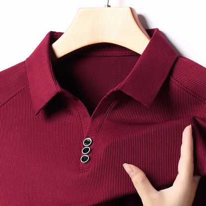 High quality brand long sleeve men's polo shirt autumn fashion customization high-end slim fit top casual business T-shirt