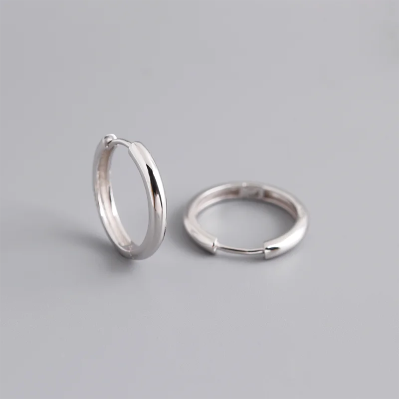 925 Sterling Silver Minimalist Matte Gothic Unisex Huggies Ear Hoop Earrings for Women Men Piercing Ear Buckle Jewelry