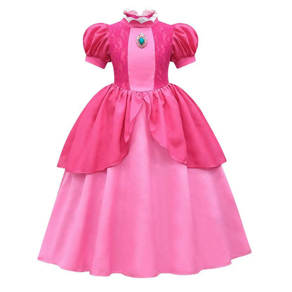 2025 Odyssey Plumber Bros Video Game Role Playing Girl Peach Princess Dress Movie Luigi with Peach Adventure Cosplay Party Dress