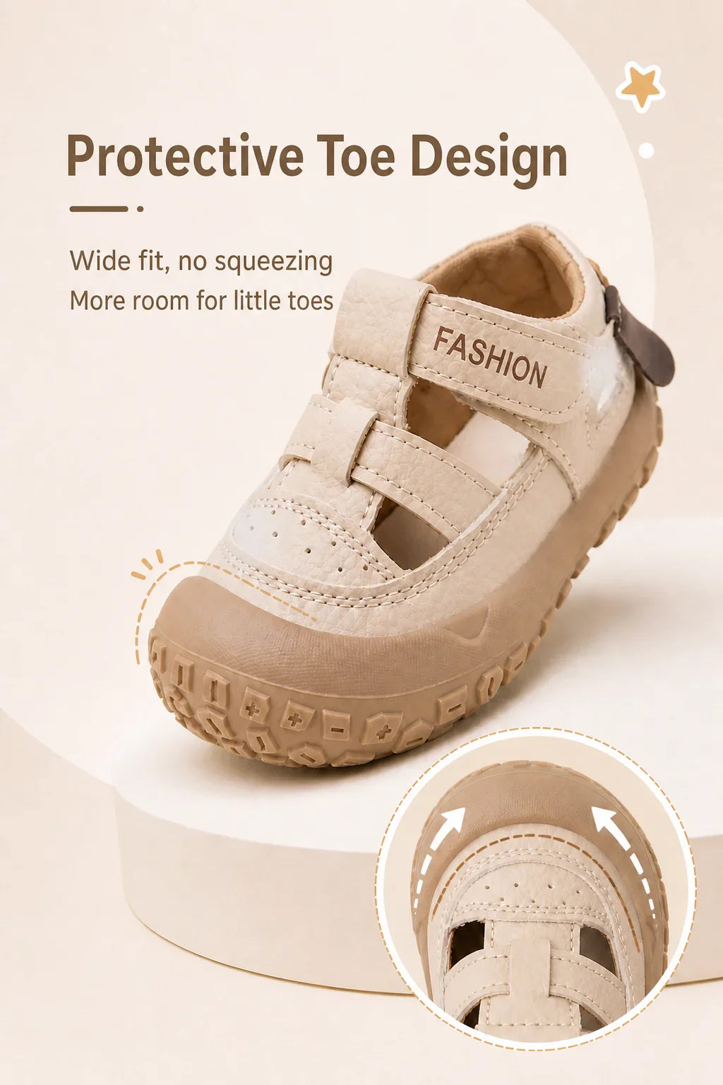 PU Leather Summer Sandals For Children Cute Dog Boy's Girl's Sandals Anti-slippery Ergonomics Barefoot Sandals For Children