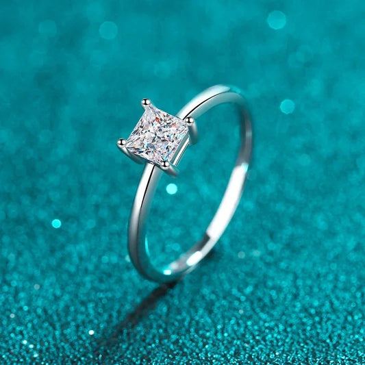 0.6 Carat Princess Moissanite Engagement Ring Women Proposal Bridal Rings Sterling Silver Wedding Band with Certificate