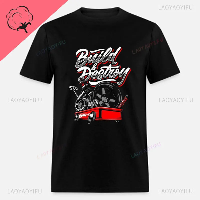 New Boost Turbo Engine Printing T-Shirt Car Parts Funny Mechanic Cotton Teemen 2024 Summer Fashion Top Personality Mans Clothing