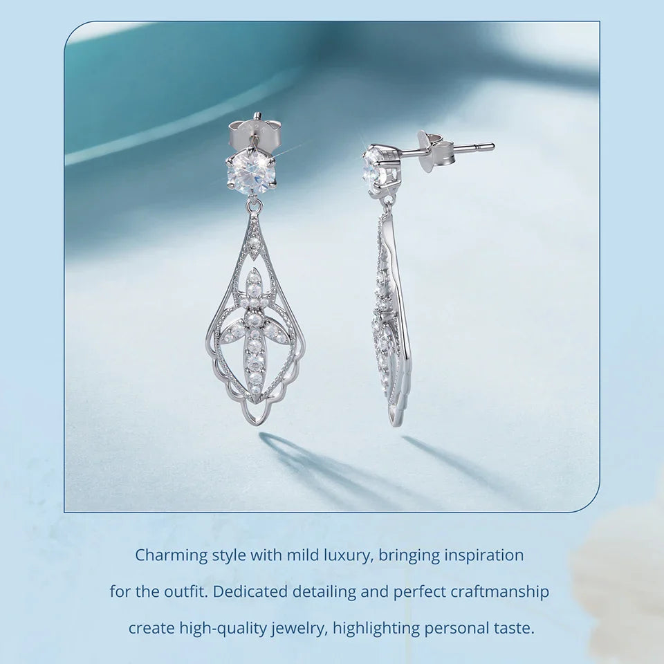 Each 0.5CT Classic Moissanite Earrings 925 Sterling Silver Carved Hoop Earrings for Women Wedding Fine Jewelry