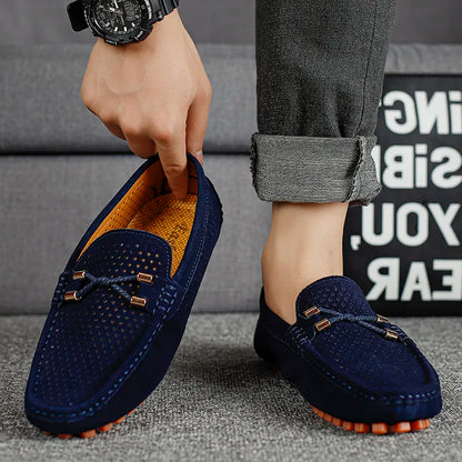 Mens Casual Shoes Genuine Leather Man Loafers Slip on Flats Lightweight Mens Driving Shoes Lazy Shoes