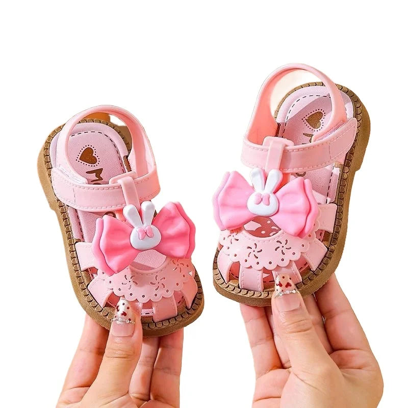 2026 Solid Bow Children's Summer Shoes Cute PVC Beach Non Slip Sandals For Baby Girls Footwear Soft Infant Kids Fashion Sandals