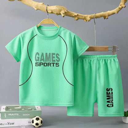 1Set Children's Quick-drying Sports Suit Boys Girls Running Tee Kid Casual Short Sleeves And Shorts Breathable Basketball Sets