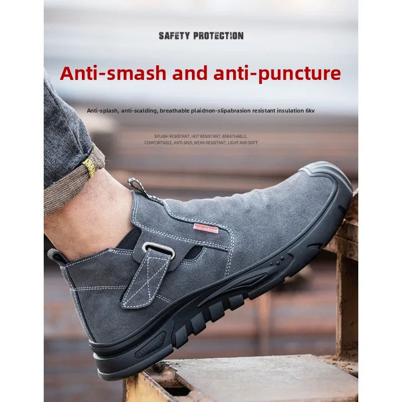 Labor protection shoes with steel toe caps, anti smashing and anti stabbing welding shoes, anti slip and wear-resistant shoes