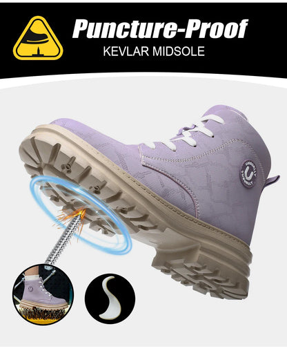 Ladies Steel Toe Safety Shoes Anti-Crush Kevlar Workwear Style Outdoor Safety Boots for Women Resistant Comfort Footwear