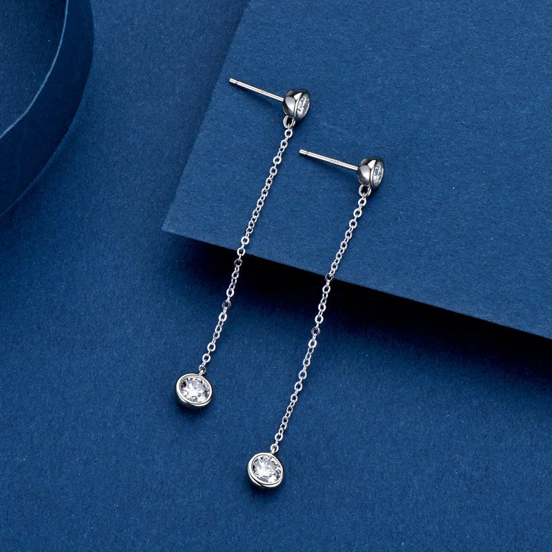 Real 0.8 Carat Moissanite Diamond Drop Earrings Women’s S925 Silver Plated PT950 Long Tassel Dangle Earring Fine Jewelry