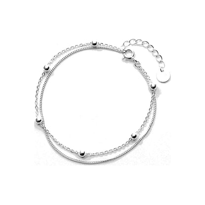 Fashion Simple Beads Line Chain Bracelets For Women 100% 925 Sterling Silver Classic Charm Bracelet  S925 Silver Jewelry