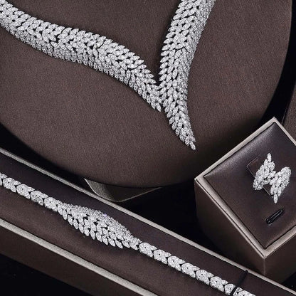 Cubic Zirconia Bridal Wedding Jewelry Set Bridal 4-piece Set Women's Jewelry Set Jewelry Brand Reproduction