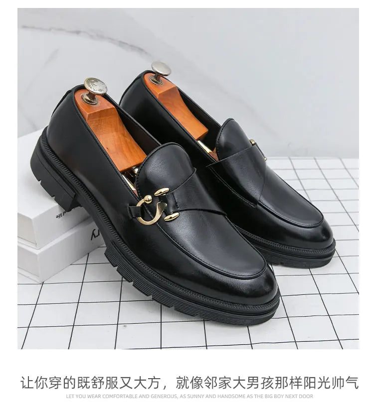 Men's Leather Loafers Slip On Office Casual Business Leather Shoes For Men Wedding Oxford Shoes Male Party Formal Derby Shoe Man