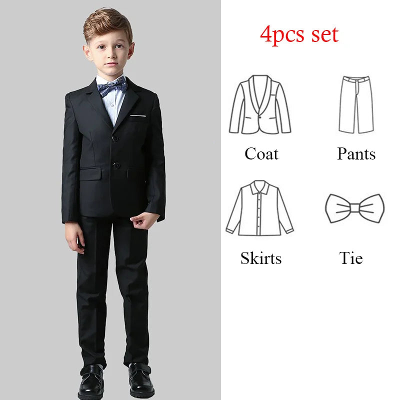 Spring Autumn Children Boy Wedding Suit Teenager Kids Formal Elegant Suits For Boy 1-14  Years Boys Suits Outfits Set