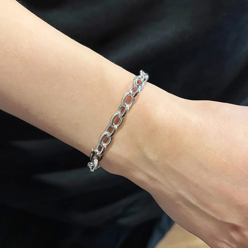 Full Moissanite Diamond Hook Link Chain Bracelet 1.2mm D Color For Woman Man S925 GRA Certified Couple Bracelets Bangle