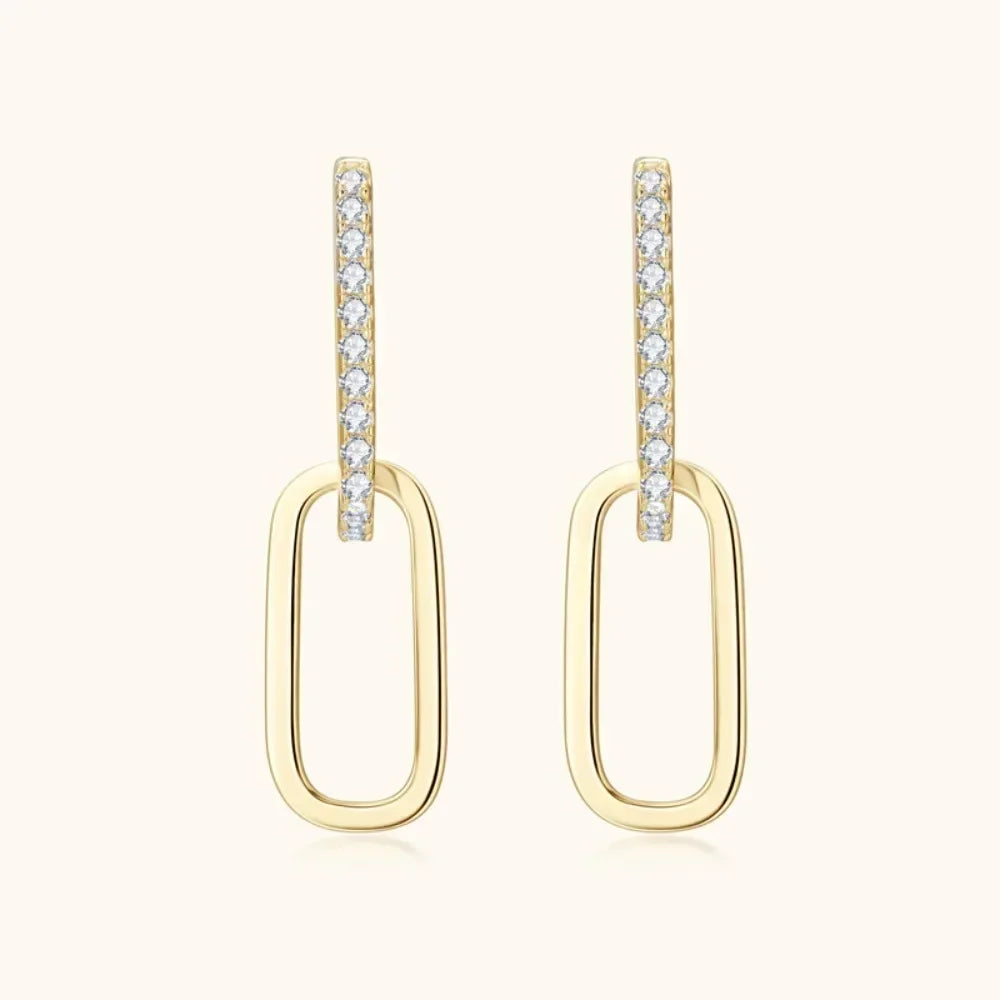 1.4mm Moissanite Paperclip Link Earrings for Women Silver 925 D Color Lab Diamond Huggie Hoop Earrings 2024 Trend Jewelry
