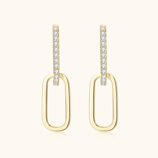1.4mm Moissanite Paperclip Link Earrings for Women Silver 925 D Color Lab Diamond Huggie Hoop Earrings 2024 Trend Jewelry