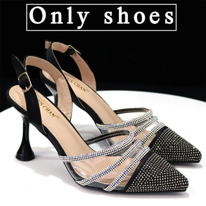 Newest INS Style Orange Color Elegant High Heels Nigeria Popular Design African Ladies Shoes And Bag Set