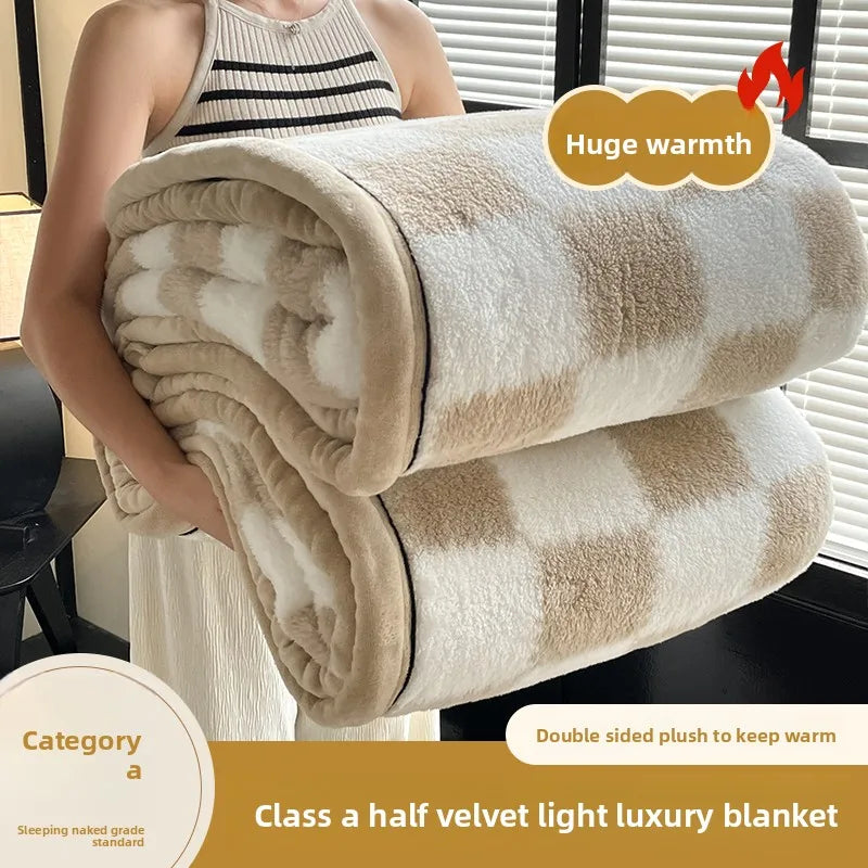 New Shumian velvet thickened warm coral velvet blanket, milk velvet long velvet light luxury blanket blanket