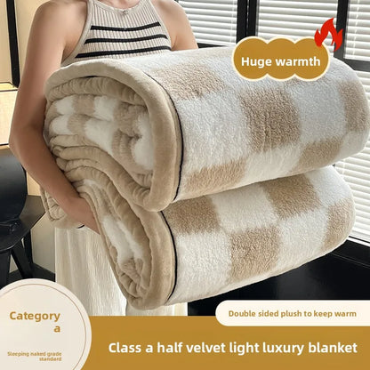 New Shumian velvet thickened warm coral velvet blanket, milk velvet long velvet light luxury blanket blanket