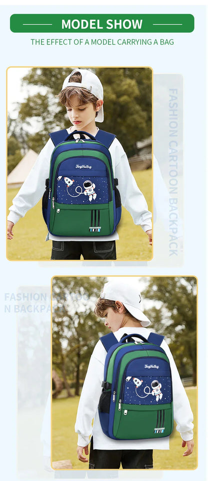 Elementary School Students Schoolbag Boys 1,2,3,4,5,6 Grades 6-12 Years Old Astronaut Shoulder Baglaptop Backpack Waterproof WEA