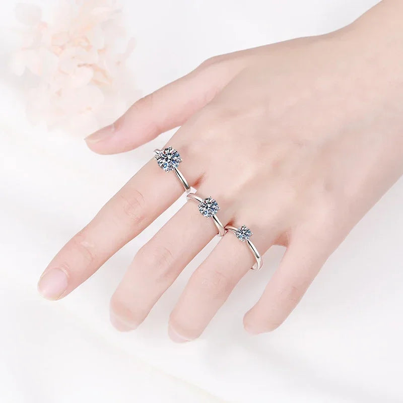 2ct Moissanite Engagement Ring for Women S925 Sterling Silver with Gold Plated Lab Diamond Promise Wedding Band Jewelry