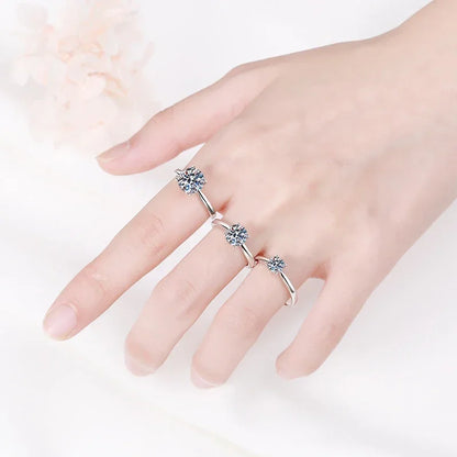 2ct Moissanite Engagement Ring for Women S925 Sterling Silver with Gold Plated Lab Diamond Promise Wedding Band Jewelry