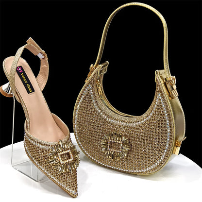 Women's Party Heels and Matching Handbag Set - Perfect for African Weddings and Special Occasions