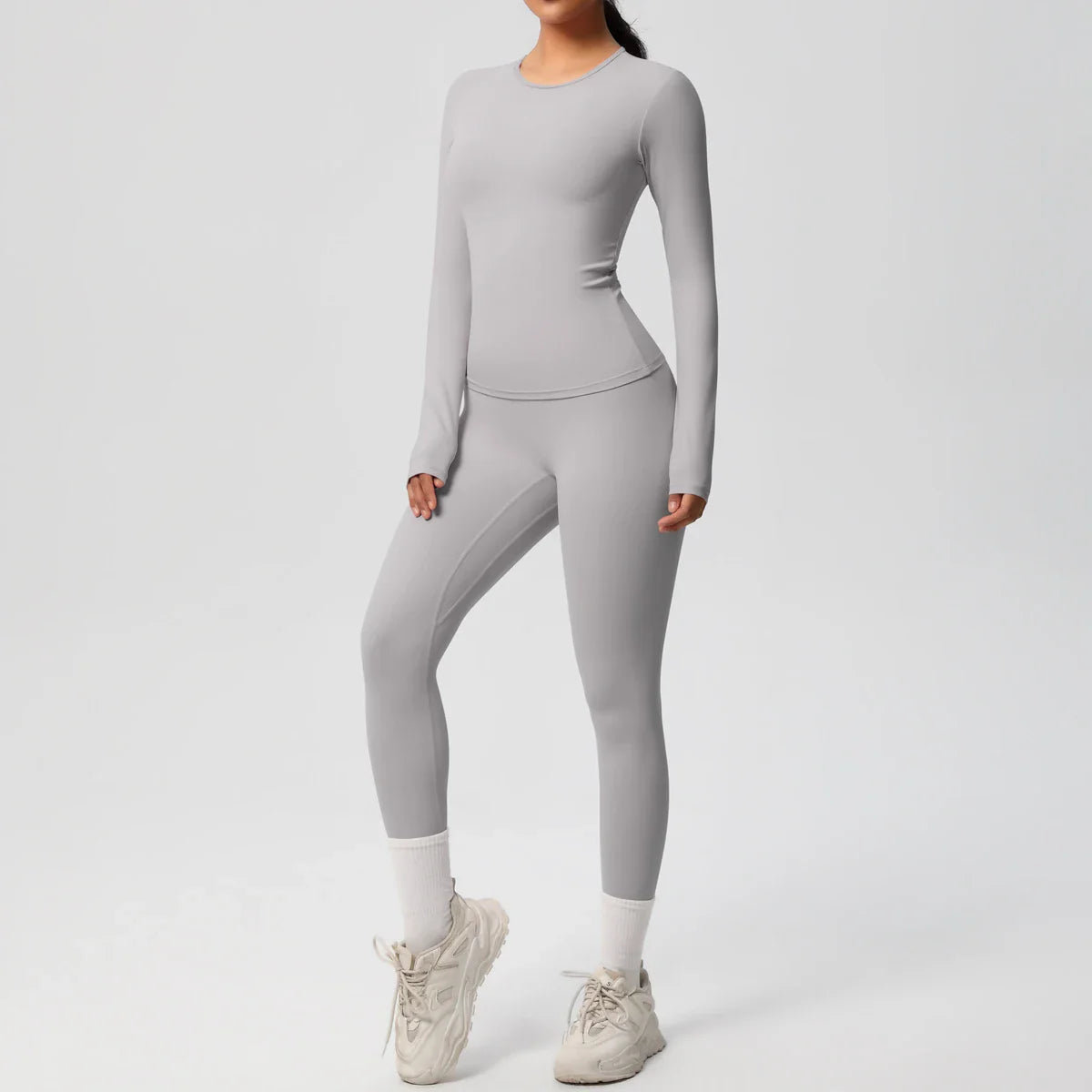 2 PCS Sportswear Yoga Set Gym Clothes Yoga Suits For Women Fitness Set Tracksuits Sports Long Sleeve Crop Top Gym Leggings