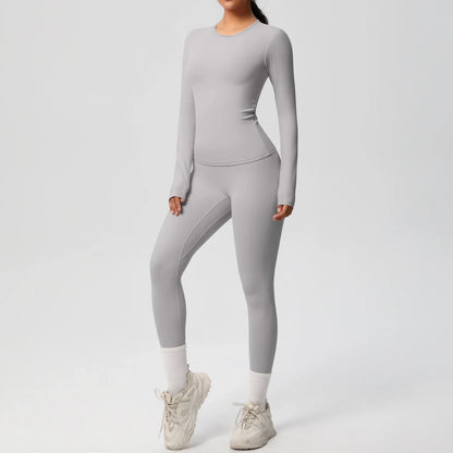 2 PCS Sportswear Yoga Set Gym Clothes Yoga Suits For Women Fitness Set Tracksuits Sports Long Sleeve Crop Top Gym Leggings