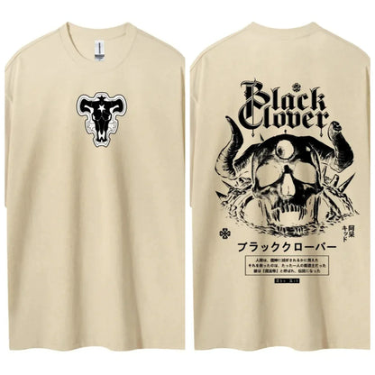 Black Clover T-shirt Men's Pure Cotton Casual  Round Neck T-shirt Short Sleeve Clothing Summer Sports Casual Short Sleeve Top