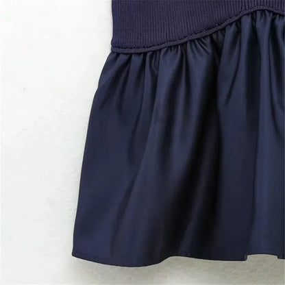 Blue Knitted Top Female Sleeveless Crop Tops Women 2024 Summer Backless Corset Top Woman Patchwork Ruffle Beach Tank Tops
