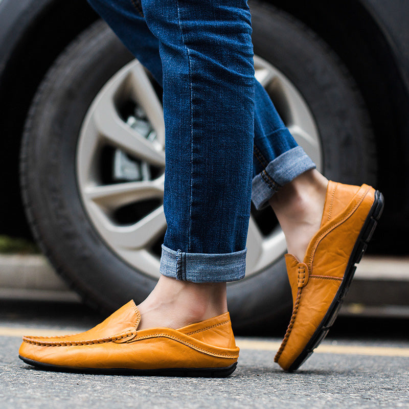 Summer Fashion Men Loafers Italian Casual Luxury Brand Men Shoes Genuine Leather Moccasins Light Breathable Slip on Boat Shoes