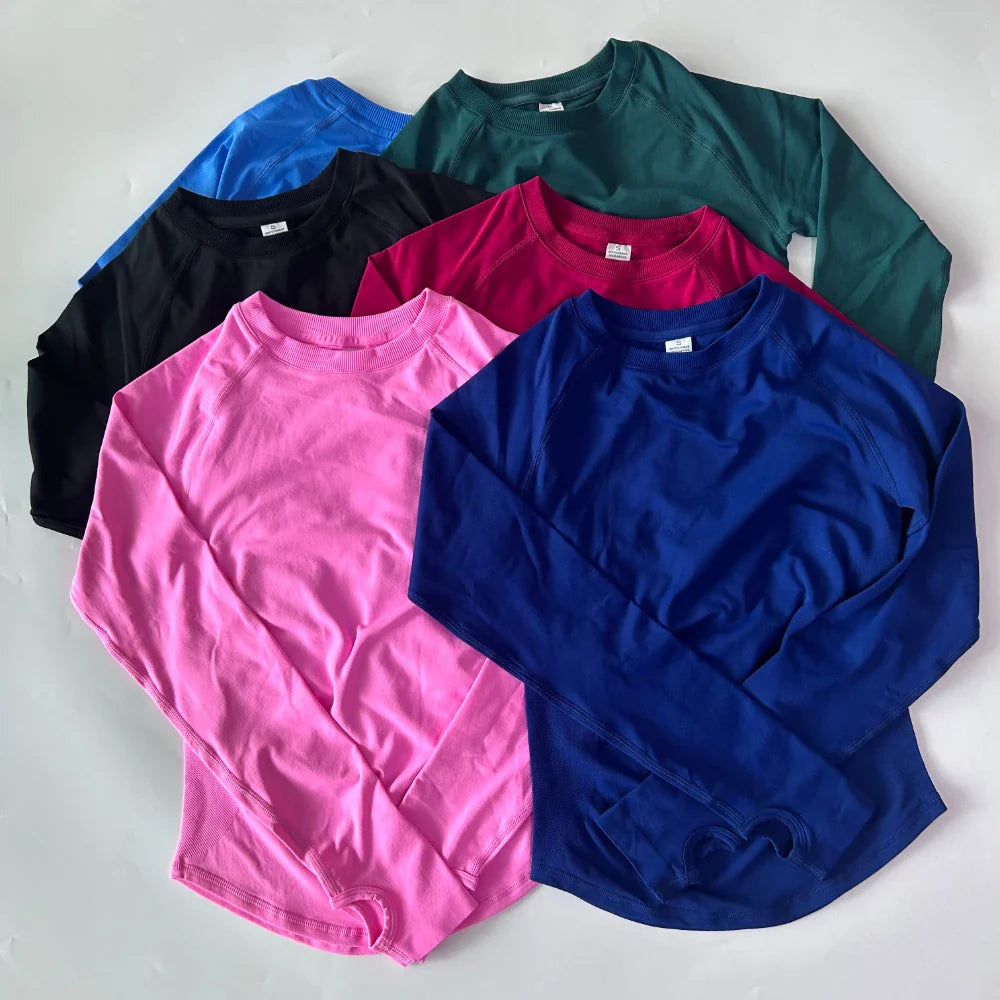 2 Pieces Set Women Longline Long Sleeve Gym Crop Top High Waist Workout Shorts Sports Suit Fitness Clothes Seamless Yoga Set
