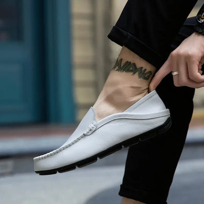 Genuine Leather Men Casual Shoes Luxury Brand Designer Men Loafers Moccasins Breathable Slip on Male Boat Shoes Plus Size 37-47