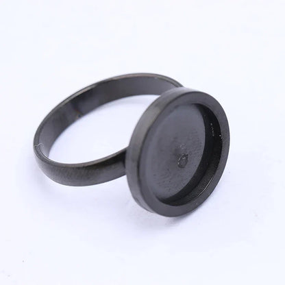 10pcs rose gold plated Fitting 12mm round cabochon ring blanks adjustable stainless steel base setting diy jewelry bezels