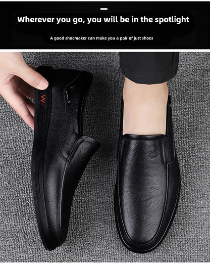 Men's Business Casual Shoes Handmade Layered Cowhide Rubber Bottom Leather Footwear for Office And Leisure