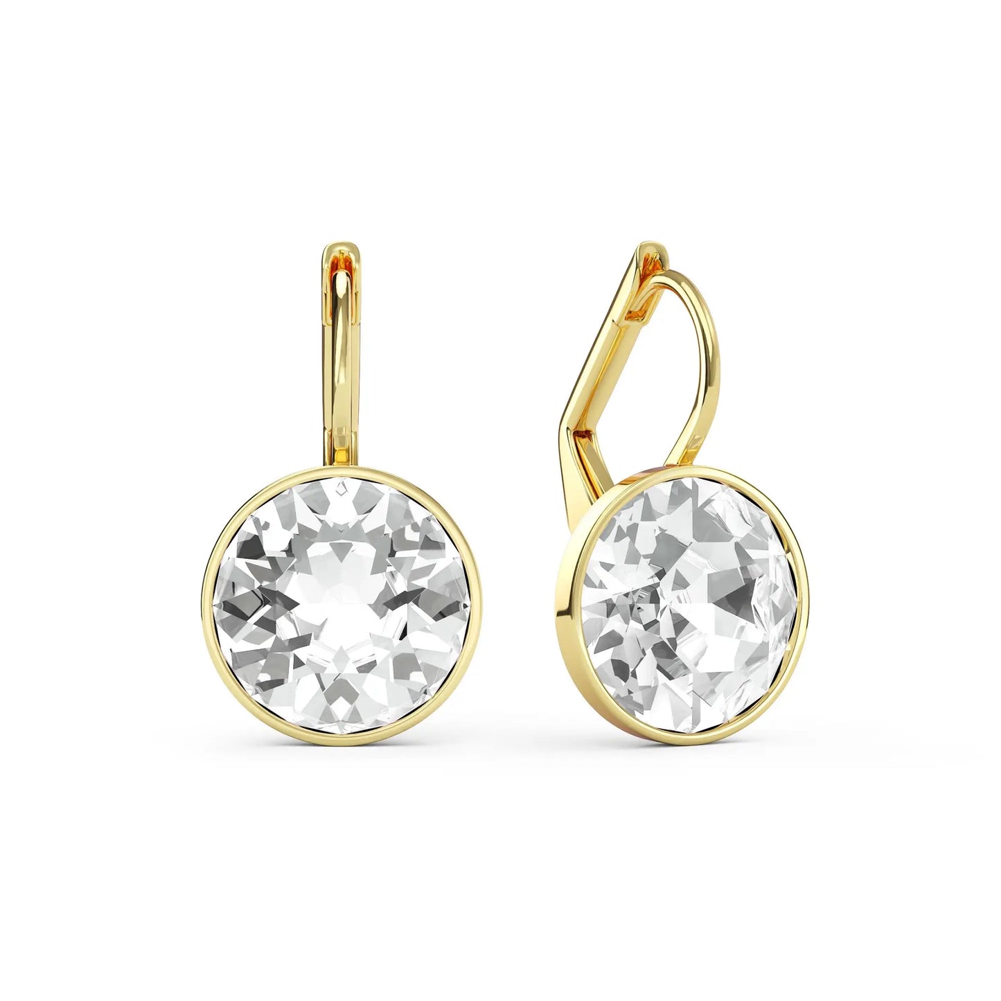 Earring for Women Christmas Birthday Premium Austrian Crystals Round Cut Dangle Silver Gold Color Pierced Jewelry