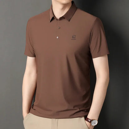 Gray Men's Cool Golf, Business Casual Polo Shirt，2024 Summer New Seamless T-shirt, Fashion Popular Lapel Short Sleeve