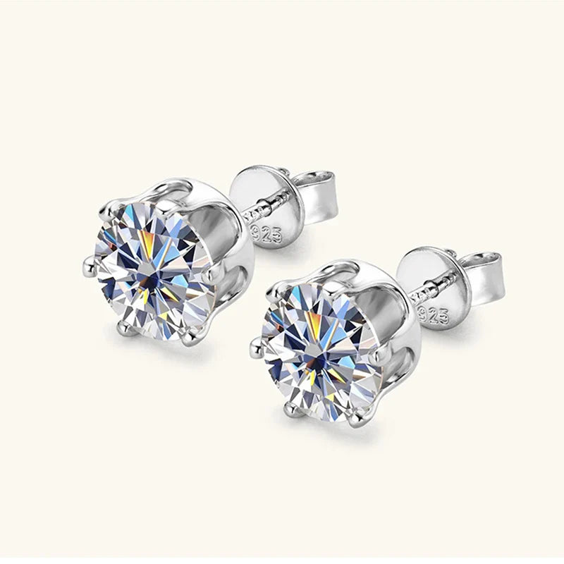 Sparkling Real 0.1-3CT D Color Moissanite Stud Earrings For Women Girls S925 Silver Plated 18K Diamond Earring Ear Studs