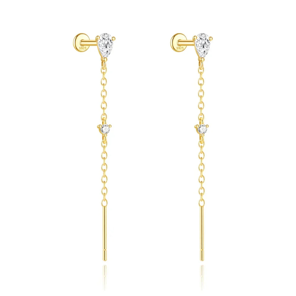 925 Sterling Silver Long Chain Tassel Baroque Irregular Pearl Dangle Earrings for Women C Shape Earrings Jewelry Pendientes