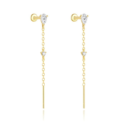 925 Sterling Silver Long Chain Tassel Baroque Irregular Pearl Dangle Earrings for Women C Shape Earrings Jewelry Pendientes