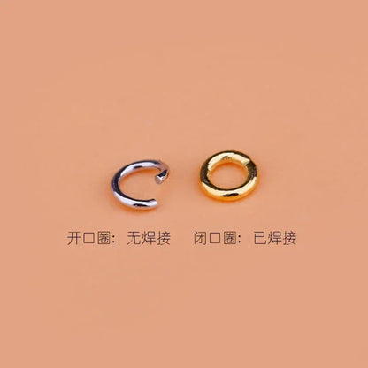 10PCS 925 Sterling Silver Accessories Open Ring Connection Ring Open Ring, hand-made diy bracelet necklace live closed ring