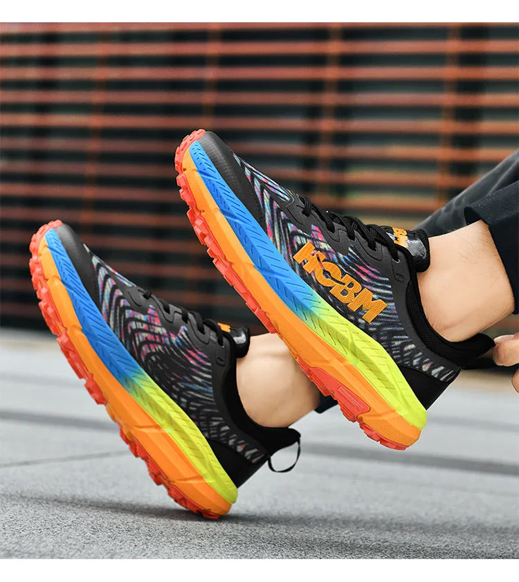 Men's Marathon Shoes Running Shoes Breathable High elasticity Cushioning Male Lightweight Sports Shoes Fitness Training