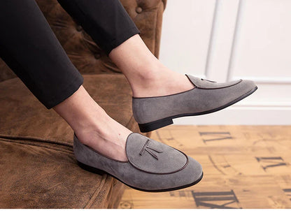 Loafers men Korean version of the trend British fringe men's shoes suede sanded bean shoes a slip-on small leather shoes