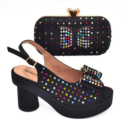 Gold Party Shoe and Bag for Wedding Italy Style Matching Shoes and Purse Set for Bride Bridal High Heels Sandals Bag
